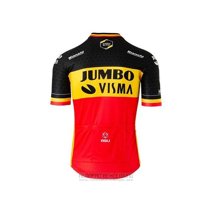 2020 Fahrradbekleidung Jumbo Visma Shwarz Gelb Rot Trikot Kurzarm und Tragerhose